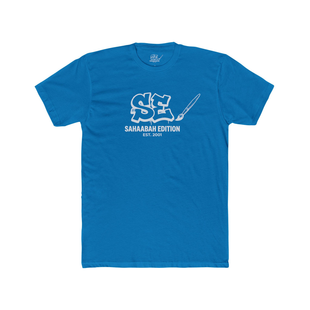 Sahaabah Retro Minimalist White Crew T‑Shirt