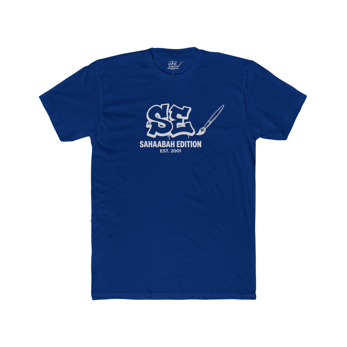 Sahaabah Retro Minimalist White Crew T‑Shirt