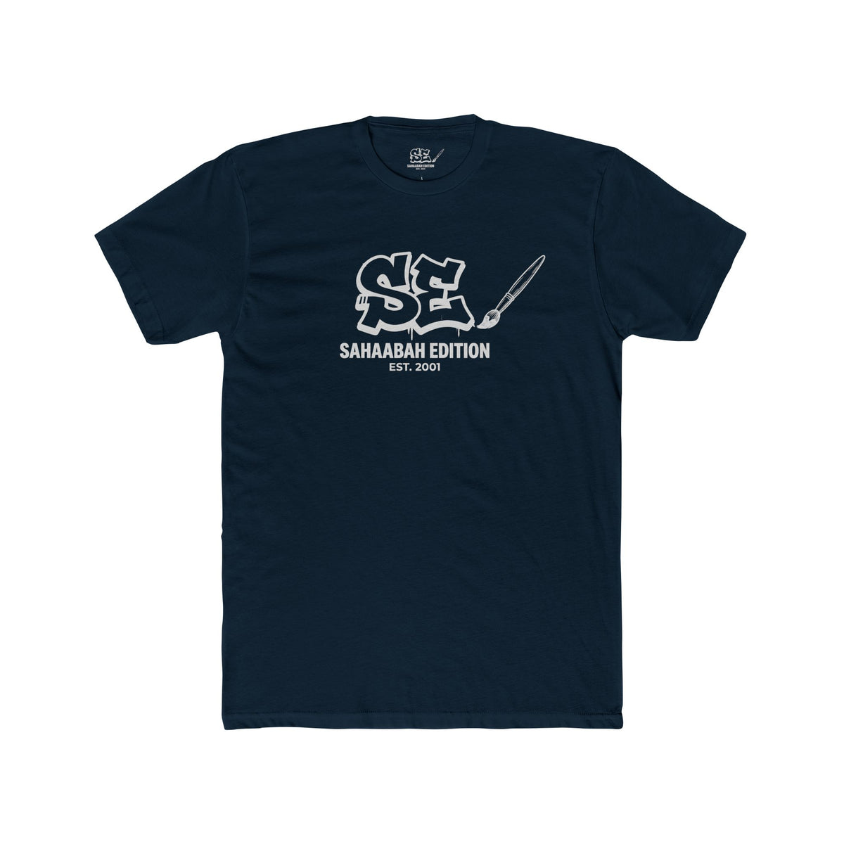 Sahaabah Retro Minimalist White Crew T‑Shirt