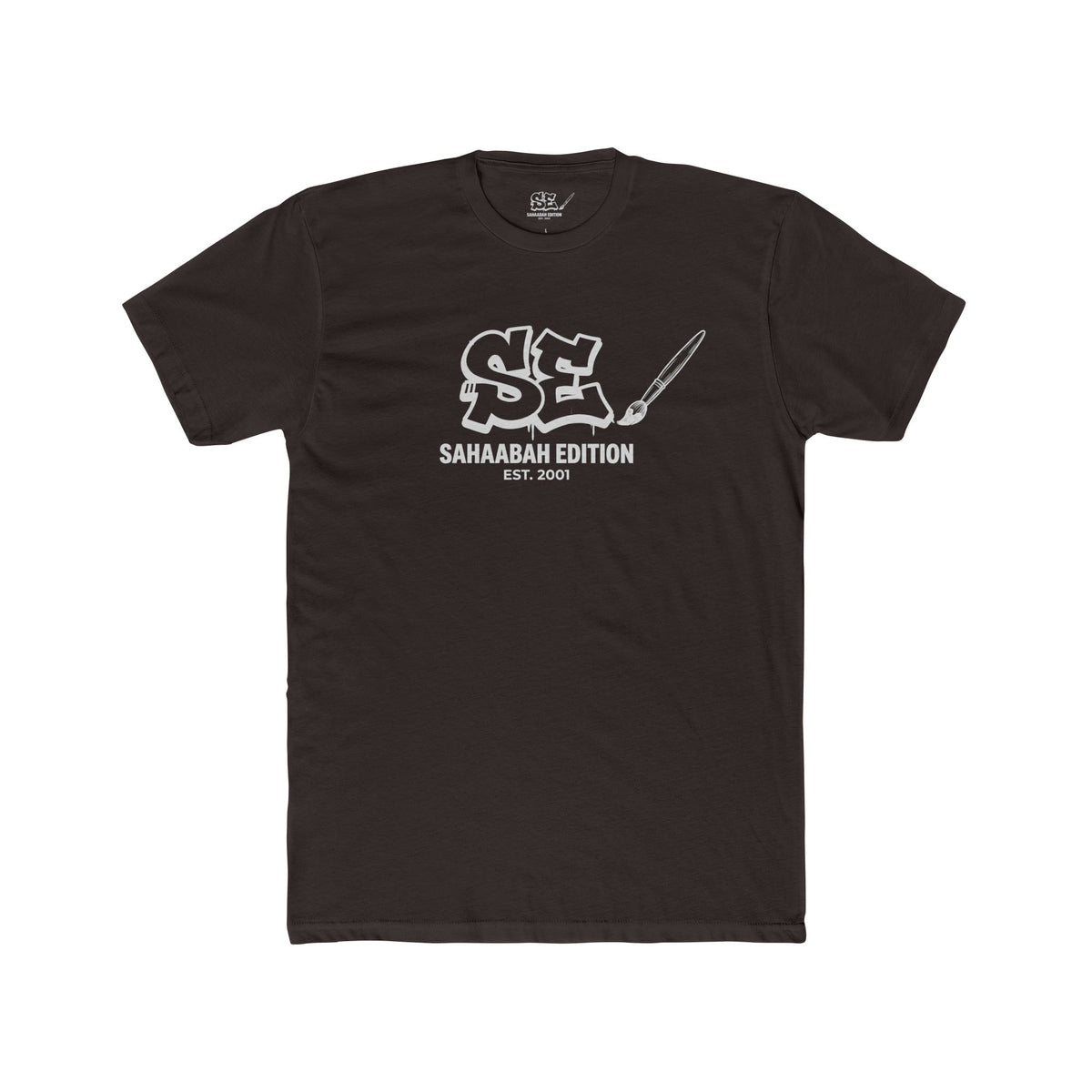 Sahaabah Retro Minimalist White Crew T‑Shirt