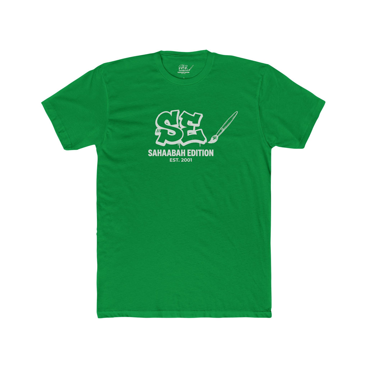 Sahaabah Retro Minimalist White Crew T‑Shirt