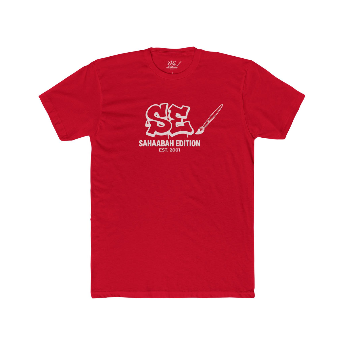 Sahaabah Retro Minimalist White Crew T‑Shirt